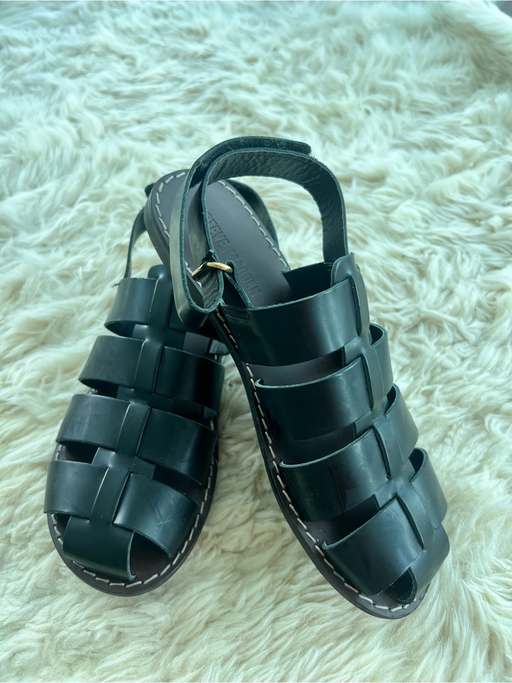 Steve Madden Black Leather Fisherman Sandals